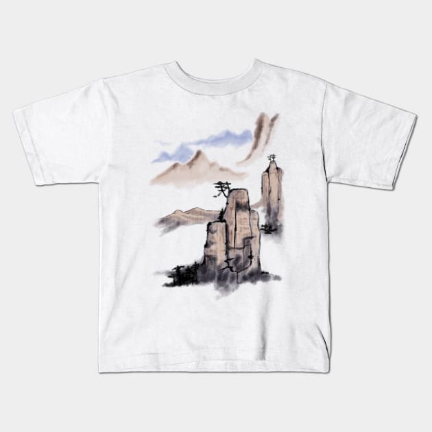 Mountain Landscape Kids T-Shirt by DreamOfDesign